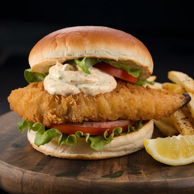 Crispy Fish Burger & Fries.