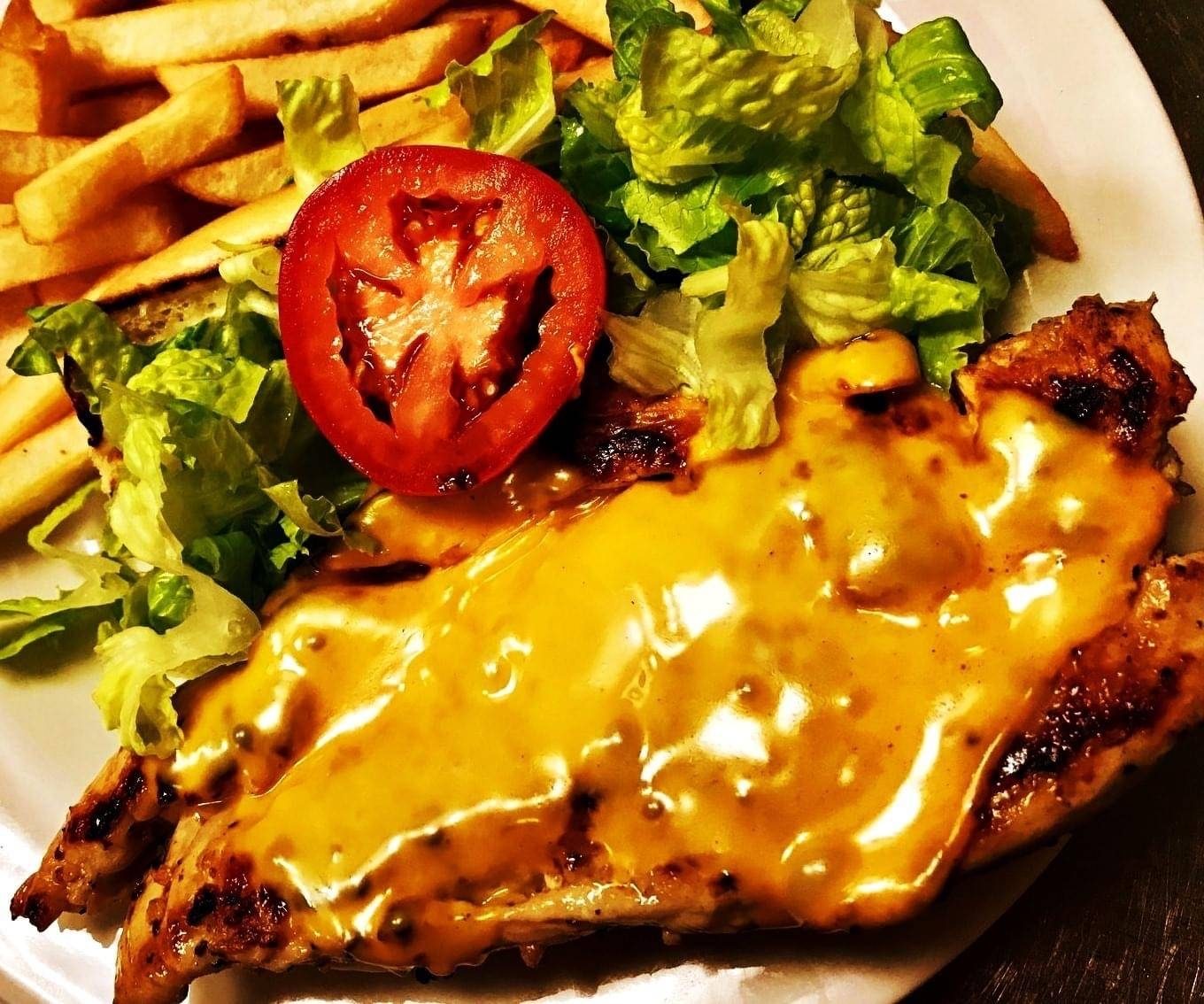 Grilled Chicken Sandwich and Fries.