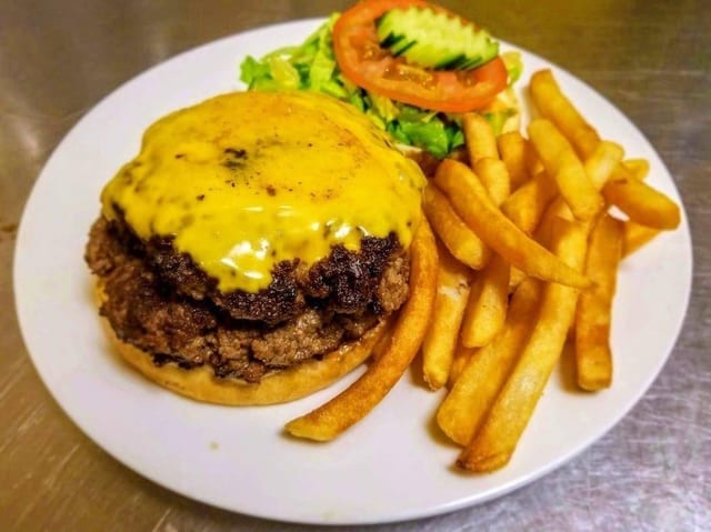 Double Decker Beef Burger 3/4lbs & Fries.